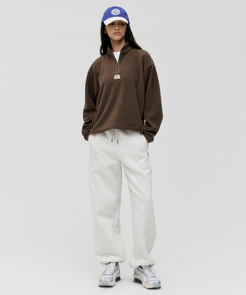Goal Studio Women's Essential Microfleece Quarter Zip-Up Tee - Dark Brown