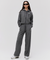 Goal Studio Women's Terry Fleece Cropped Full Zip-Up Hoodie - Charcoal