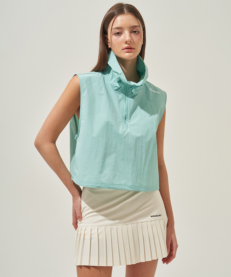 KANDINI Wind Half-Zip Crop Vest - Mint