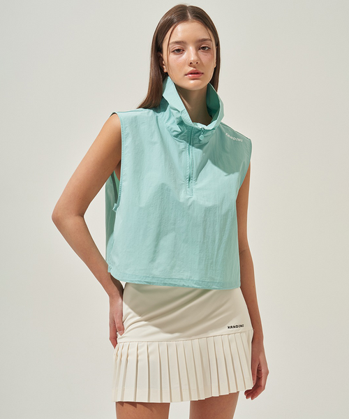 KANDINI Wind Half-Zip Crop Vest - Mint