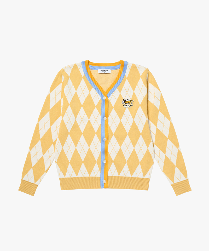 MCC Women's Argyle Jacquard Cardigan - Beige