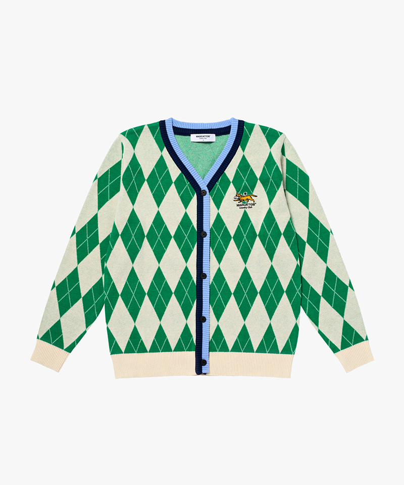 MCC Women's Argyle Jacquard Cardigan - Green