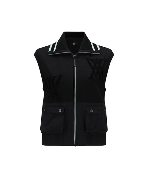 Women's FA Logo Point Knit Vest - Black