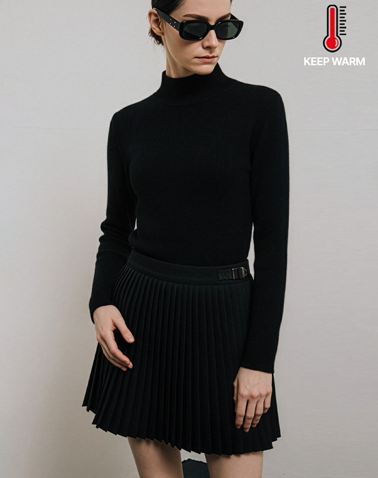 OBER Golf Women's Fur Lining Winter Golji Knit - Black