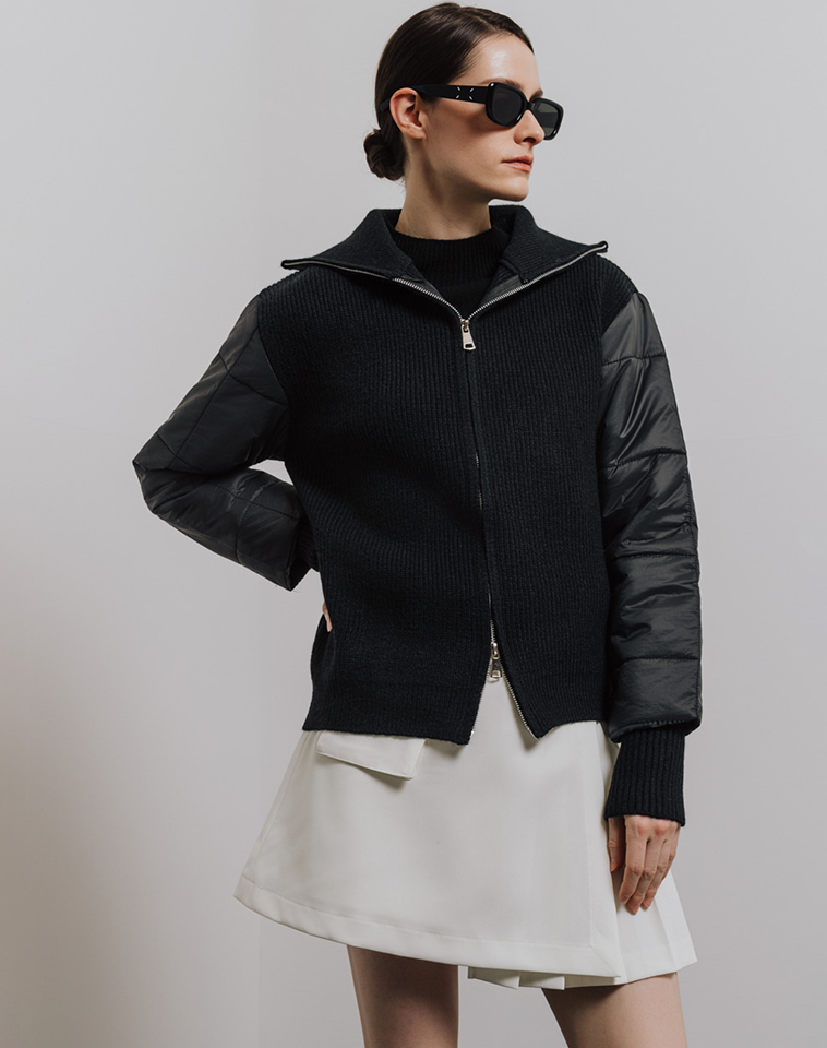 OBER Golf Women's Padded Sleeve Zip-Up Cardigan - Black