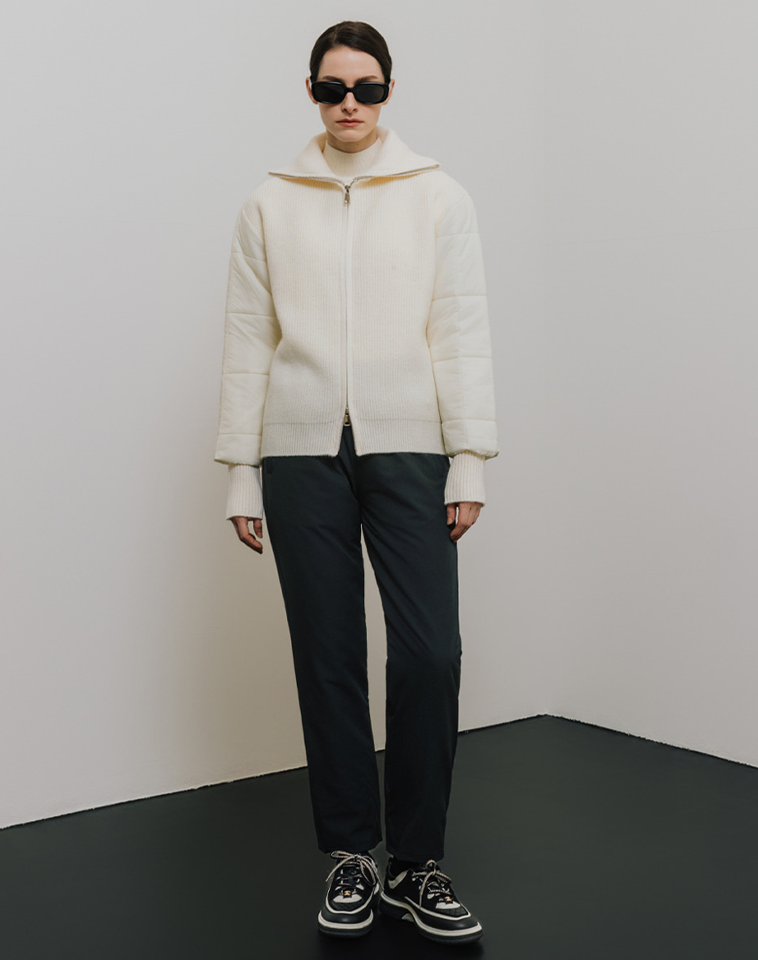 OBER Golf Women's Padded Sleeve Zip-Up Cardigan - Ivory