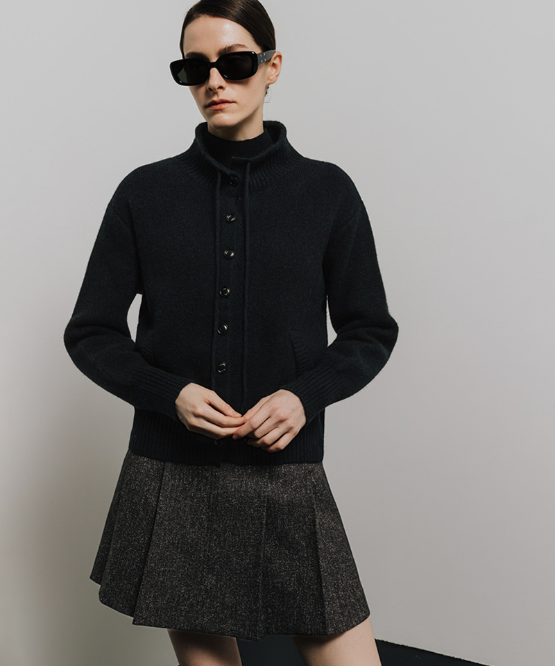 OBER Golf Women's Turtleneck Knit Cardigan - Black