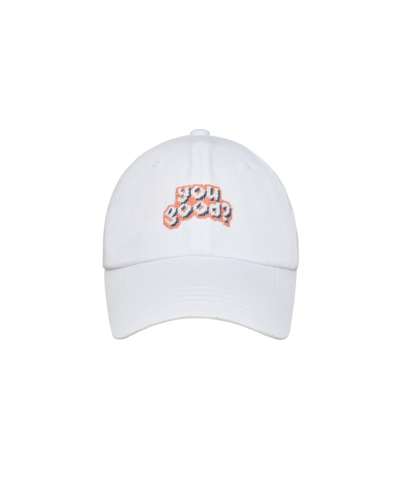 LOLONG You Good? Needle Point Hat - White