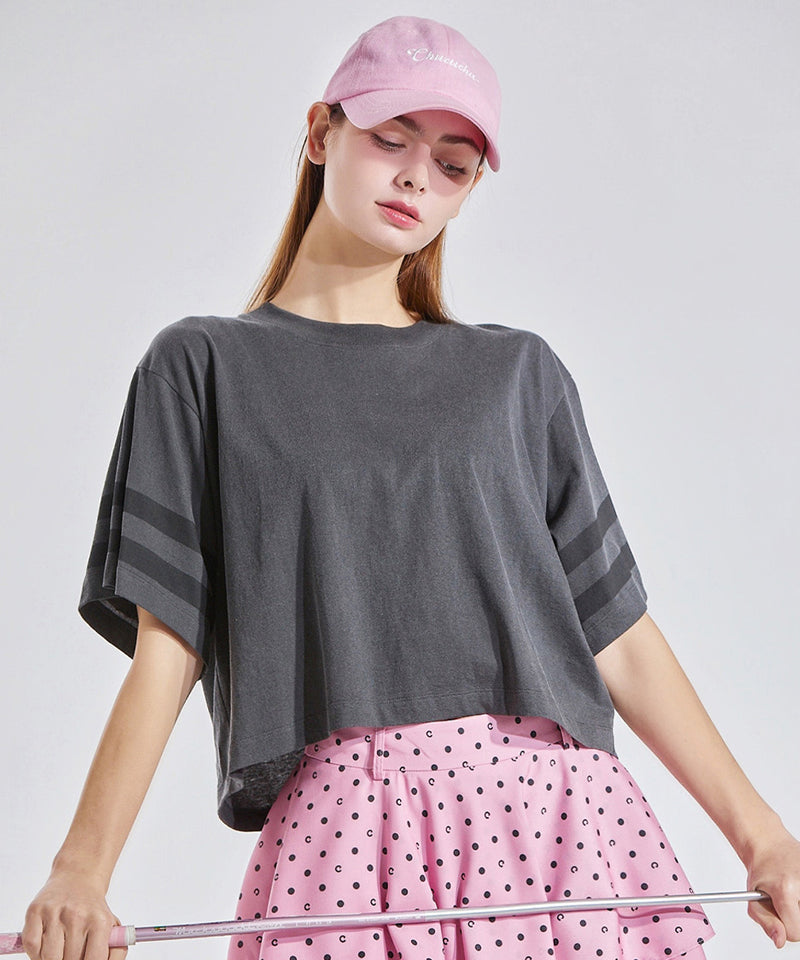 CHUCUCHU Line Overfit Short Sleeve Top - Charcoal