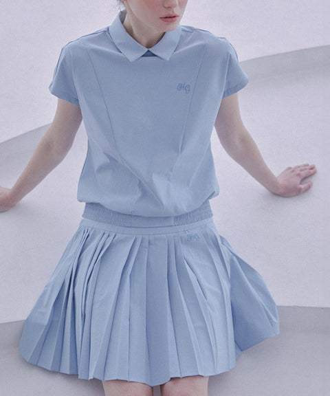 Haley Yoko Waist Pleated Skirt Light - Blue