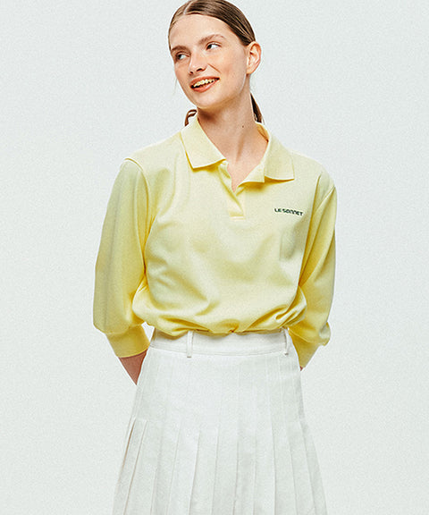 [SAMPLE SALE]LE SONNET Simple Polo Shirts - Lemon Yellow