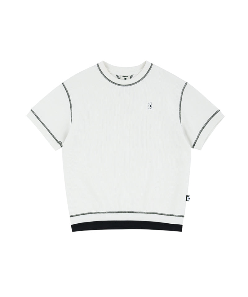 AVEN Stitched Cotton Short Sleeve T-shirt - White
