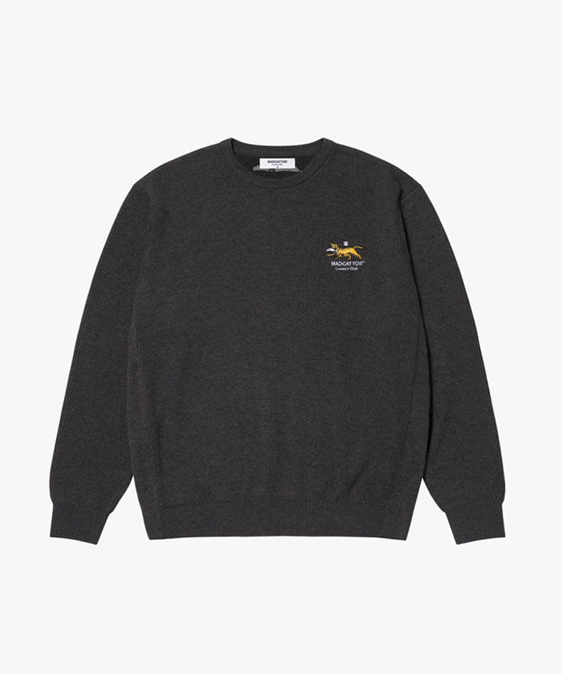 MCC M L/S Logo Embroidery Sweater - Dark Gray