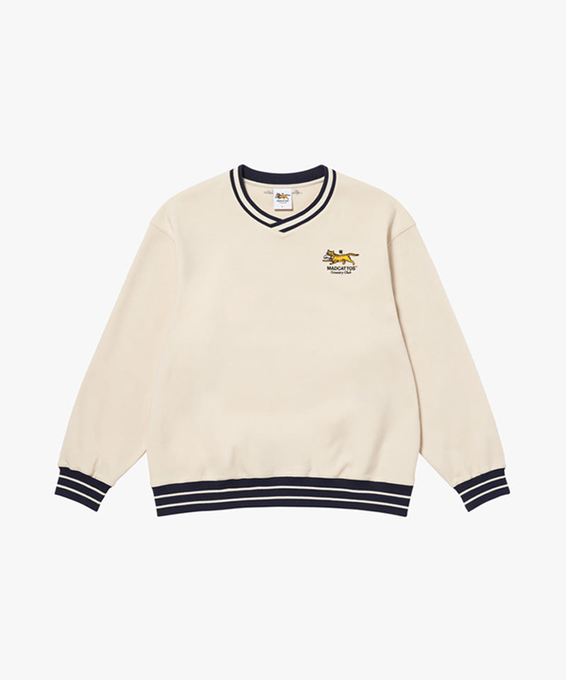 MCC Women's V-Neck Sweatshirt - Beige (Loose Fit)