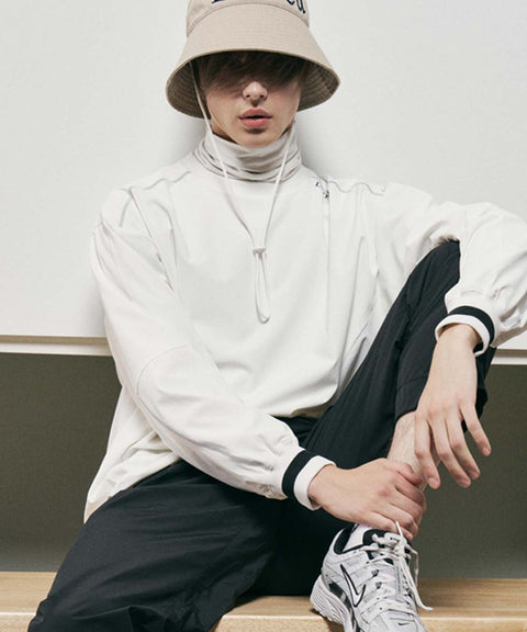 LENUCU Men String Anorak - White
