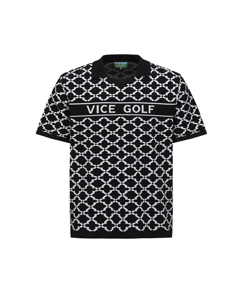 Vice Golf Atelier Men's Jacquard Short Sleeve Sweater - Black