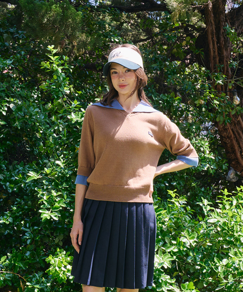 BENECIA 12 Anna Color Block Knit - Brown