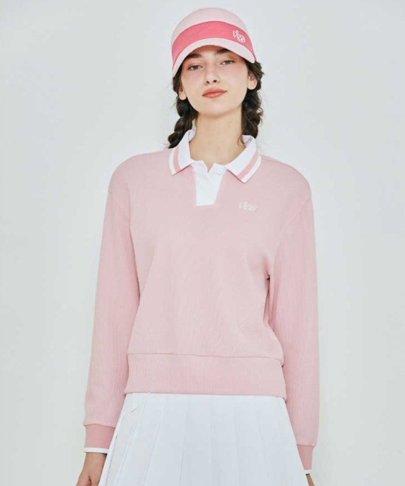 Vice Golf Atelier Women's Textured Collared Long Sleeve T-Shirt - Pink