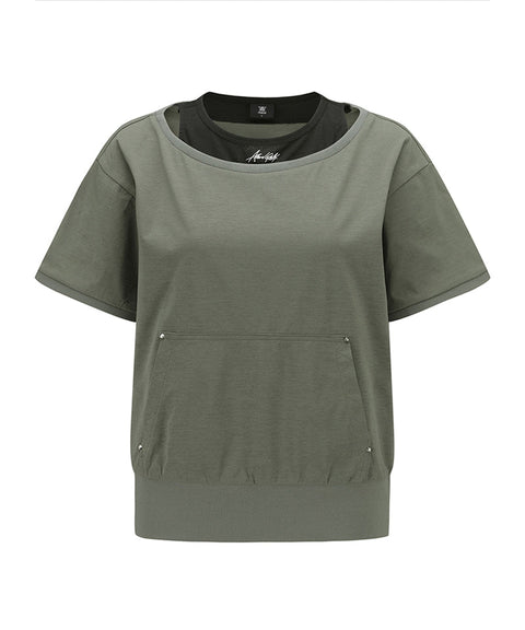 Women Layered  Detail Shirt - Khaki