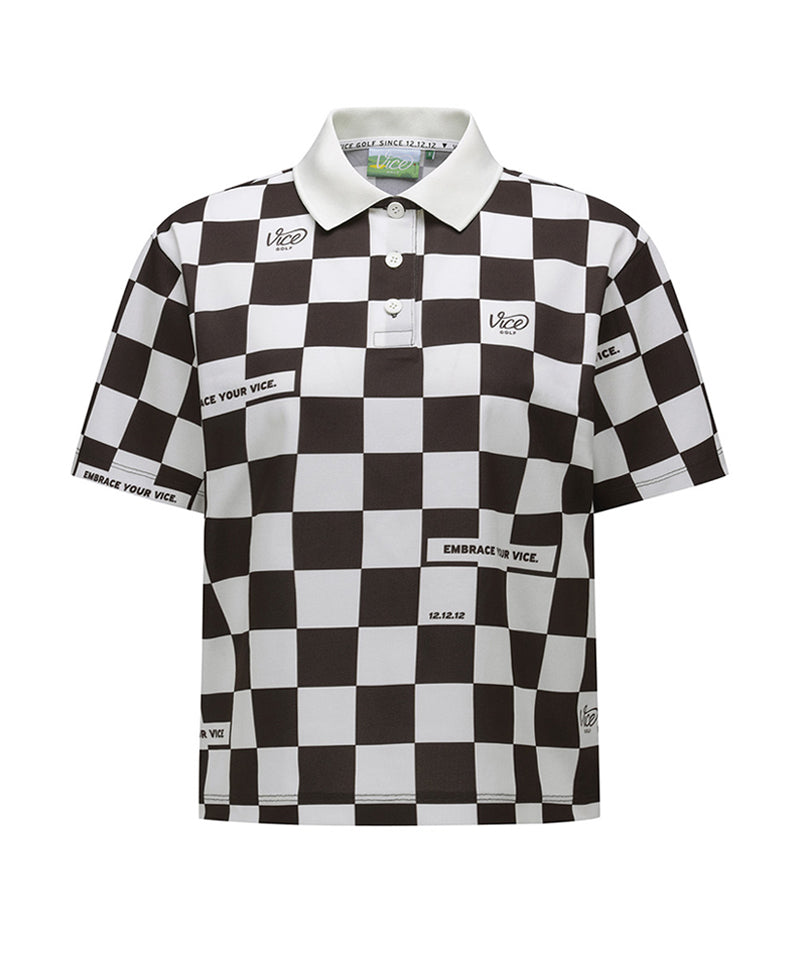 Vice Golf Atelier Women  Checkboard  Short T-Shirt - Brown