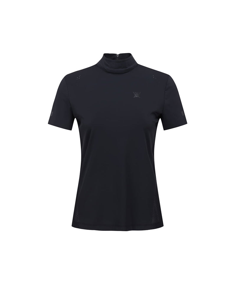 ANEW Golf Women's SM Black Finish Mock Neck Short T-Shirt - Black