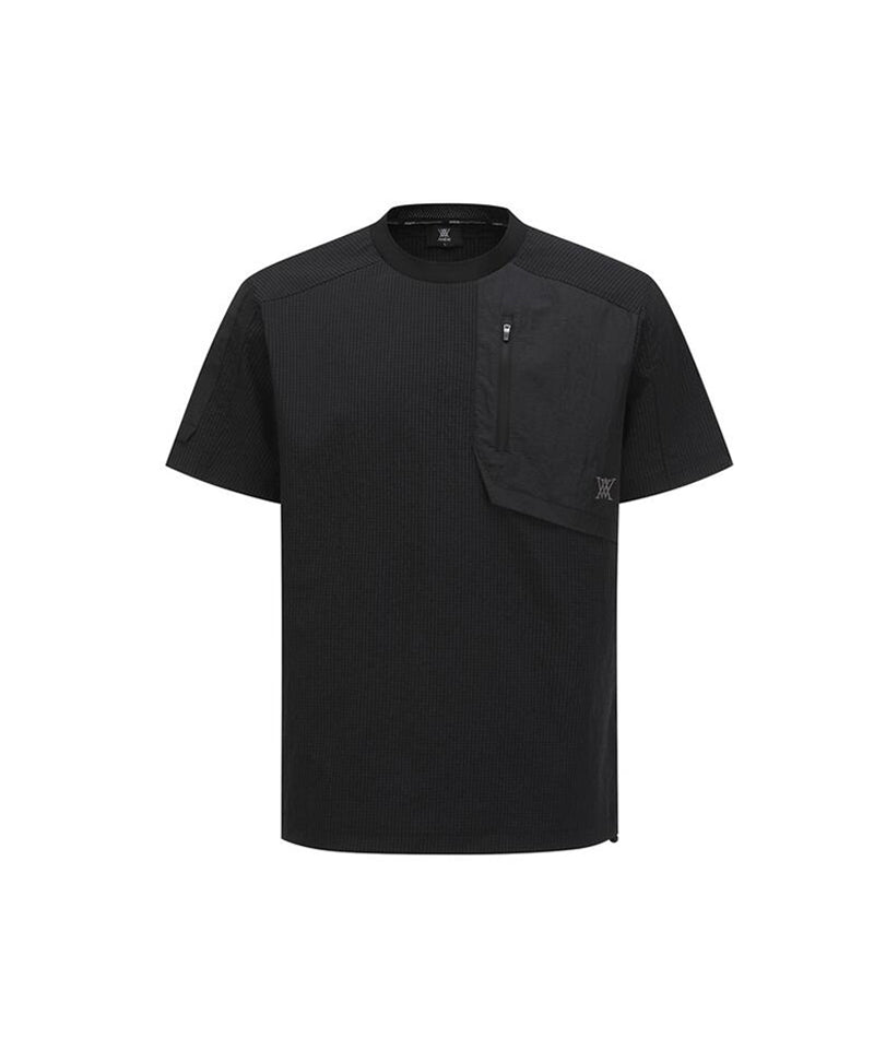 ANEW GOLF Men's SM Wooven Round Short T-Shirt - Black