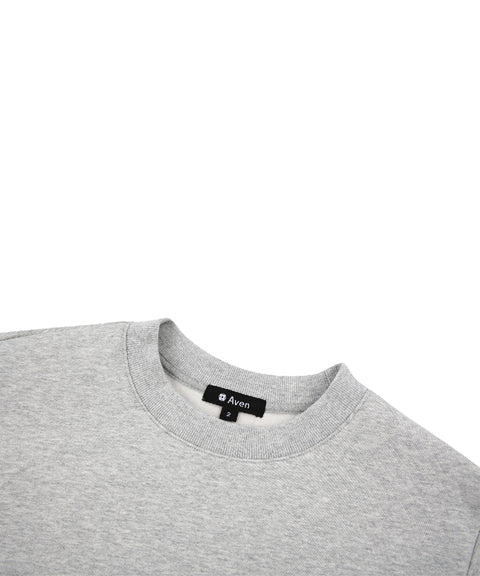 AVEN Round Neck Semi-Crop Sweatshirt - Melange Gray