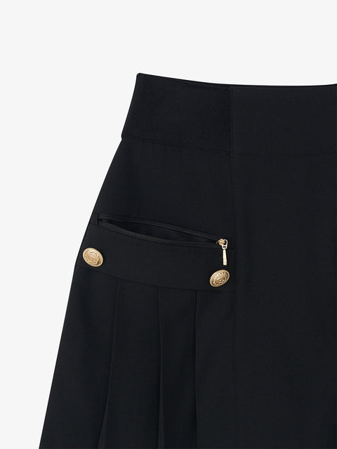 GFJ Golf Women's High Waist Pleat Skirt - Black