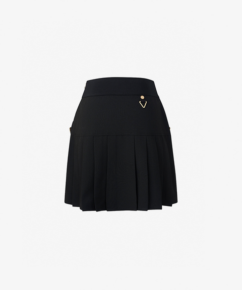 GFJ Golf Women's High Waist Pleat Skirt - Black