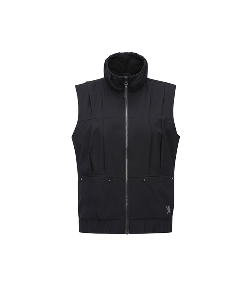 Women's Pleats Point Vest  - Black