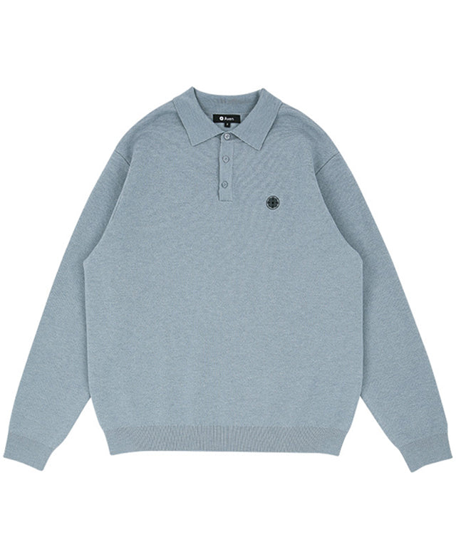AVEN Men's Signature Flower Jacquard Wool Knit - Sky Blue