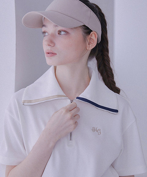 Haley Hem Yoko Collar Zip-up T-shirt Off - White