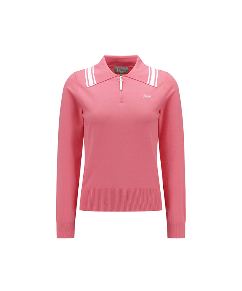 Vice Golf Atelier Women's Wide Collar Sweater - D/Pink