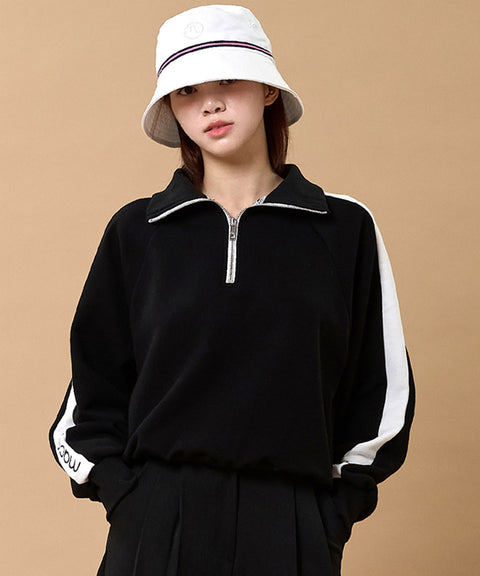 MACKY Golf: Karina Colored Zip-Up Sweat Shirt - Black
