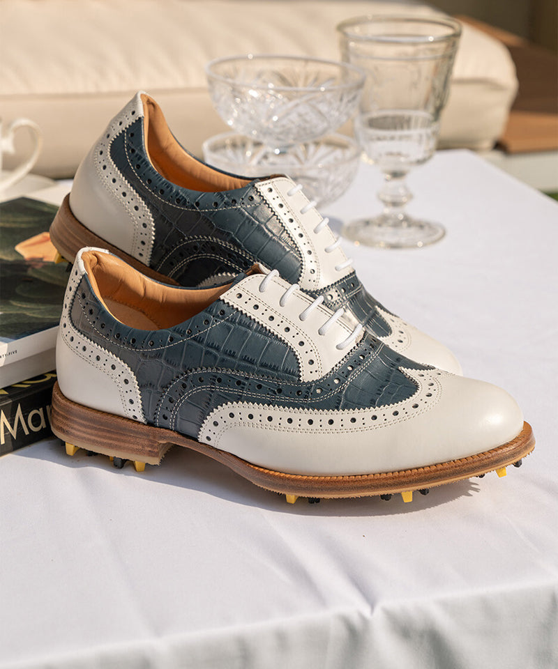 ALL CLASSIC Golf Wingtip Classic Golf Shoes - Navy