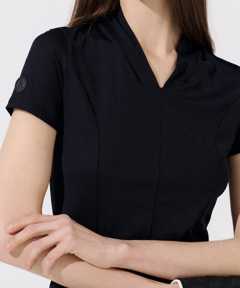 Anell Golf Easy Shawl Collar Top - Black
