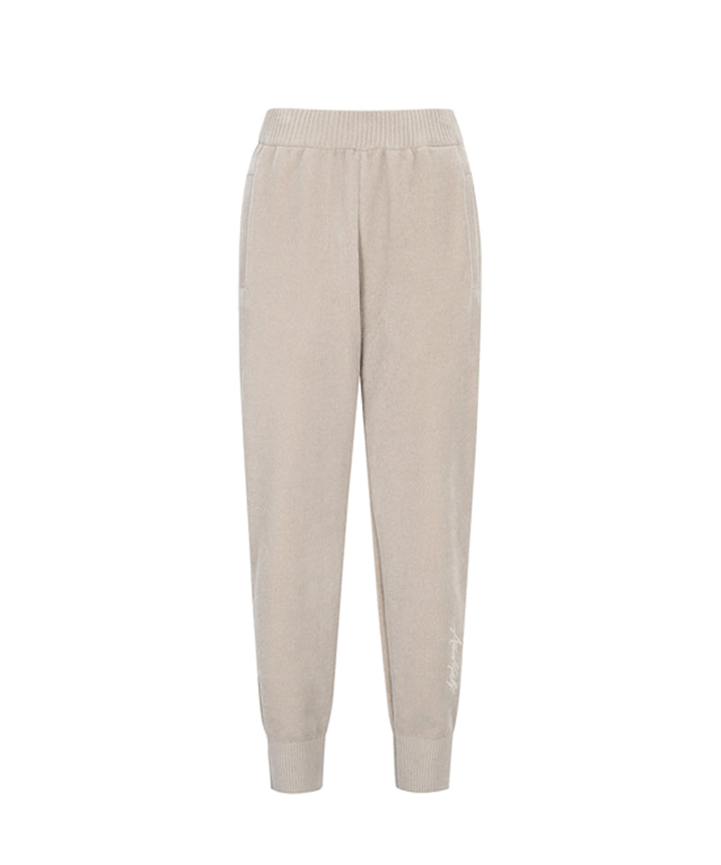 Women's Chanille Knit Jogger PT - Light Beige