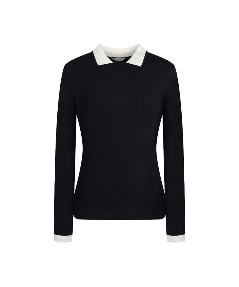Monday Flow Must-Have Collared Top (FW) - Dark Navy