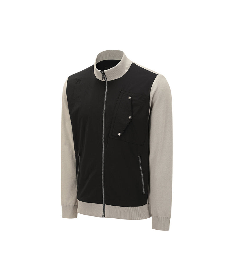 Men's Woven Hybrid Sweater Cardigan - Khaki Beige