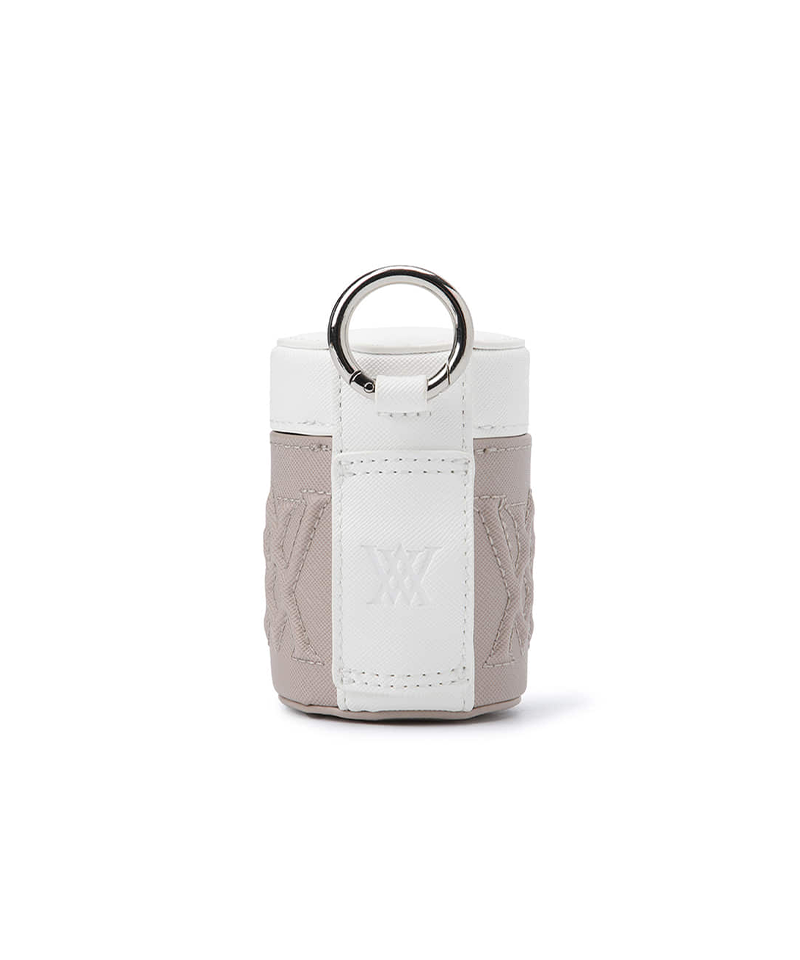 Beige color block two ball golf case, back view