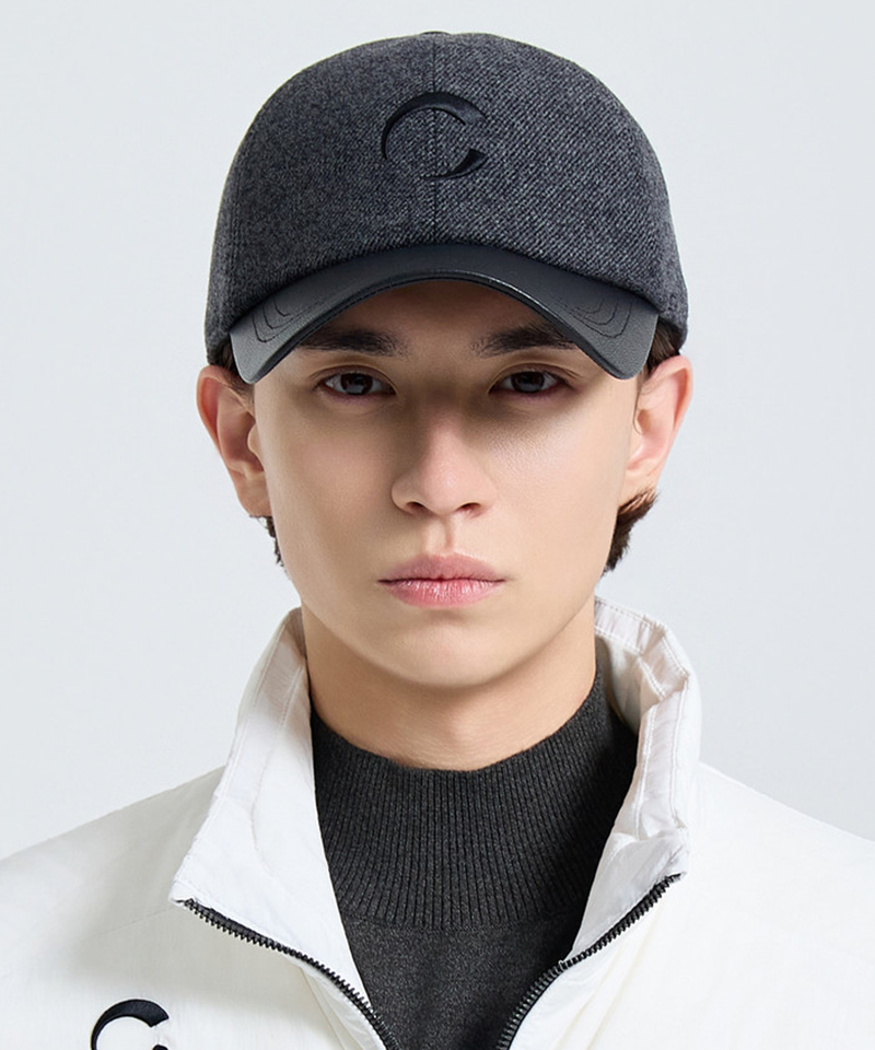 Challenger Men's Wool Leather Mix Earflap Ball Cap - Gray