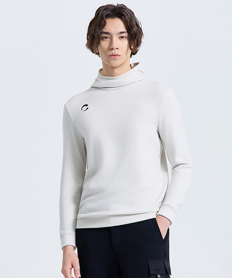 Challenger Men's Coreflex Ribbed Long Sleeve Hoodie - Oatmeal