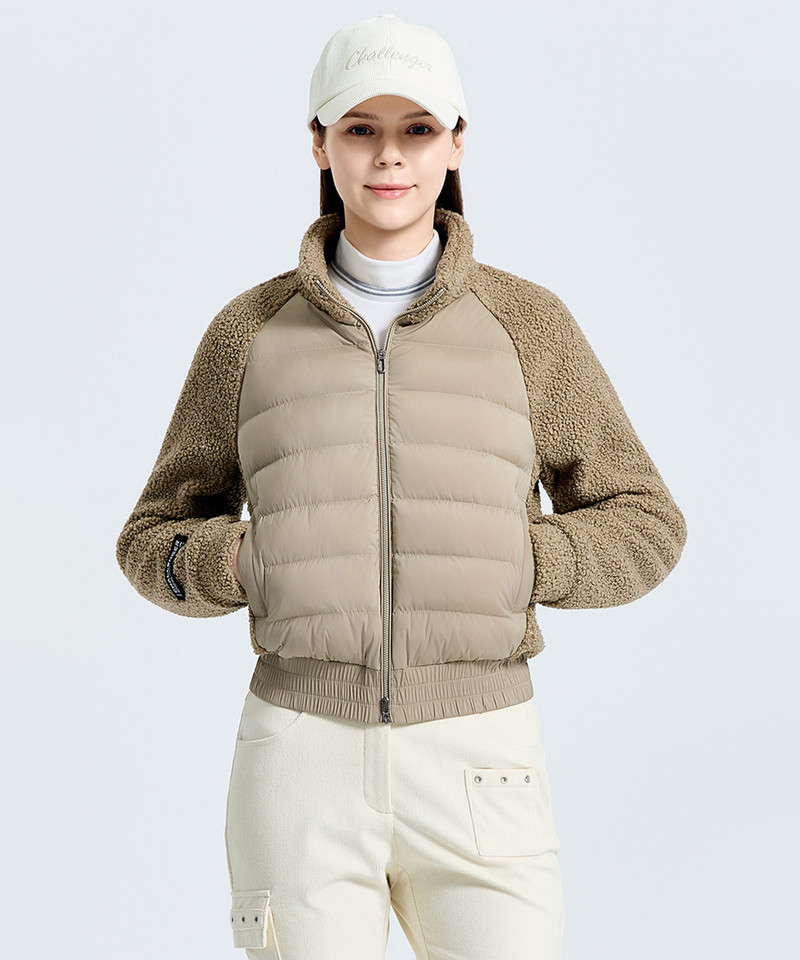 Challenger Women's Coreflex Sheepskin Collar Padded Jacket - Beige