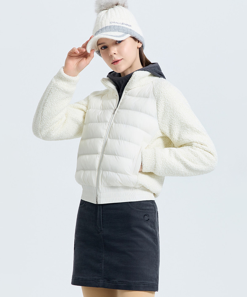 Challenger Women's Coreflex Fleece Collar Padded Jacket - Cream