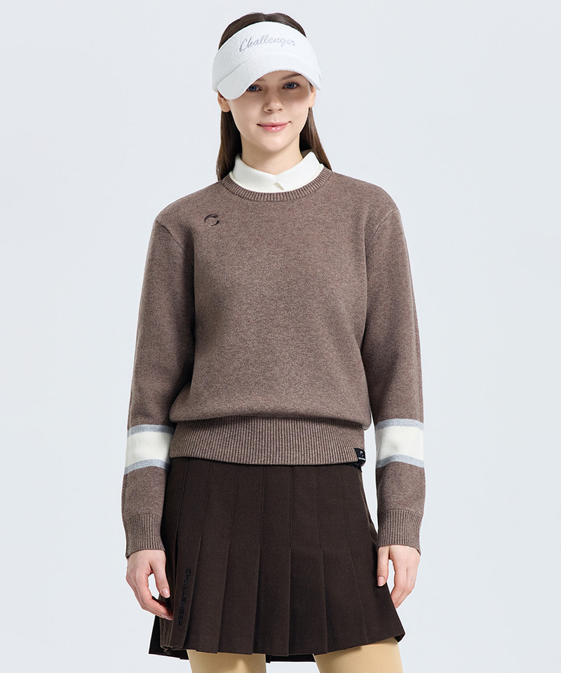 Challenger Women's Windproof Round Knit Pullover - Dark Beige