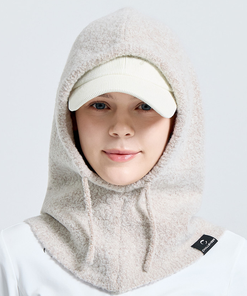 Challenger Women's Boucle Hooded Balaclava - Light Beige