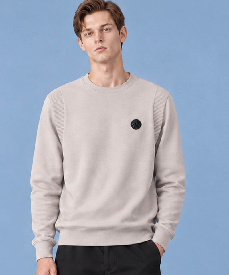 Men's Soft Touch 4-Way Stretch Jacquard Point Sweatshirt - Sepia Beige