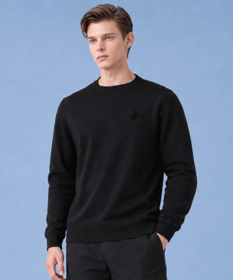 Men's Soft Touch 4-Way Jacquard Point Sweatshirt - Black