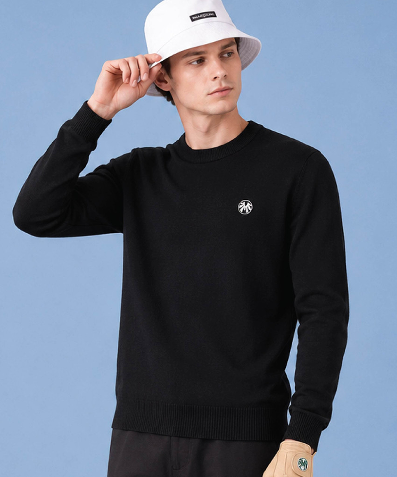 Men's Cashmere Blending Warm-up Blouson Knit - Black