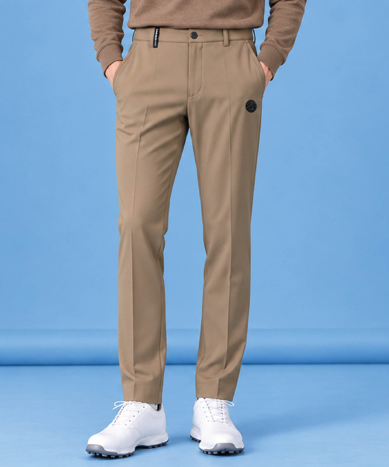 Women's Brushed Bonded 4-Way Stretch Hidden Elastic Waist Regular Fit Pants - Beige